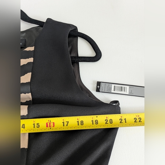 New TAHARI ARTHUR S LEVINE Sleeveless Black/Tan Animal Print Mini Dress Size 12 - Picture 15 of 16